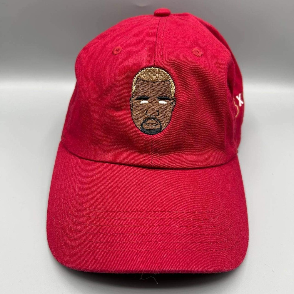 Kanye West Hat Men Red Embroidered Newhattan Strap Back Cap Cotton